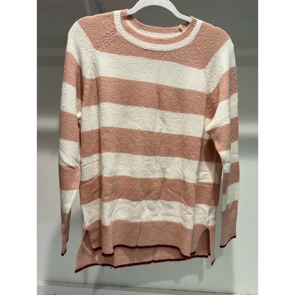 NWT Lush Mauve Cream Striped Sweater‎ Size Small - Picture 1 of 6
